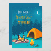 Zomer Kamp Uitnodiging | Handgetekend Ontwerp (Voorkant / Achterkant)