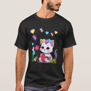 Zomer Kat Bloemen Bloem Slak Retro Kinderen Chi T-shirt