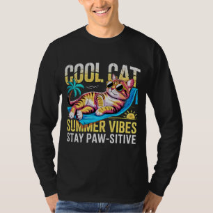Zomer Kat Koele Strand Sfeer Grappig Kat Liefhebbe T-shirt