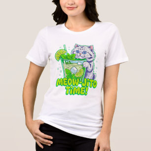 Zomer Kat Miauwjito Tijd! Katachtige Cocktail Vrou Tri-Blend Shirt
