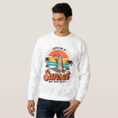 Zomer Kat Retro Zonsondergang Strand Design Trui (Voorkant volledig)