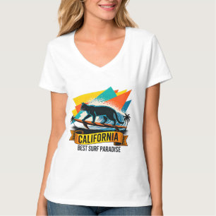 Zomer Kat Surfen - Dames Retro Strand Design T-shirt