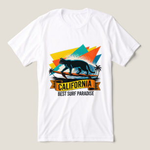 Zomer Kat Surfen Retro California Strand T-Shirt