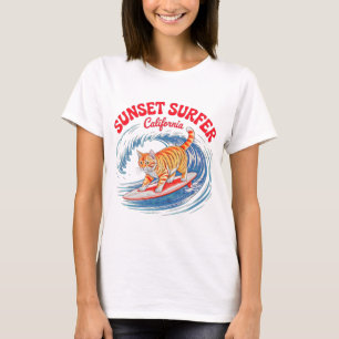 Zomer Kat Surfer – Cali Sunset Dames T-shirt