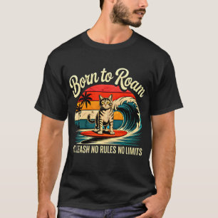 Zomer Kat Surfer - Retro Geboren om te Dwalen Avon T-shirt
