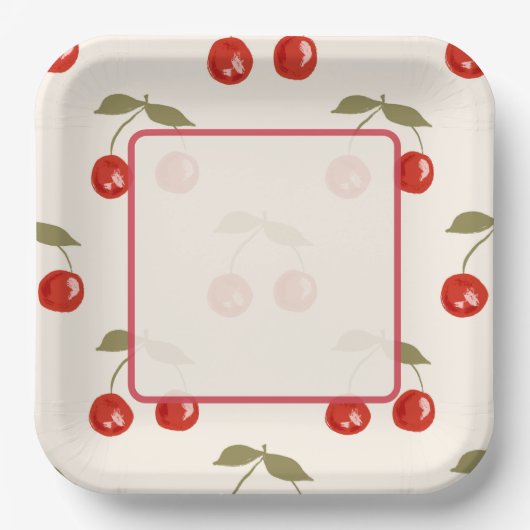 Zomer kersen papieren bordje (Voorkant)