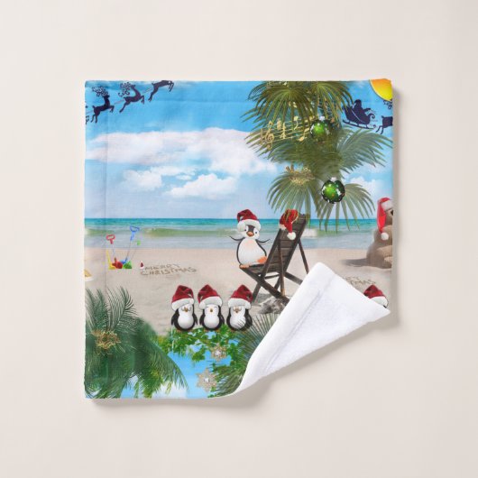 Zomer Kerst Baby op het strand herhalen Bad Handdoek (Wasdoekje)