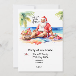 Zomer kerstfeest met Kerstman Picknick Kaart