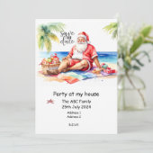 Zomer kerstfeest met Kerstman Picknick  Kaart (Staand voorkant)
