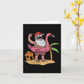 Zomer Kerstman Flamingo Drijver Grappige Kerstmis Kaart (Gele Bloem)