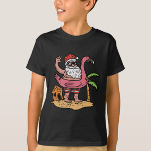 Zomer Kerstman Flamingo Drijver Grappige Kerstmis T-shirt