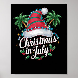 Zomer Kerstman Hoed en Palmboom - Trocal Kerstmis Poster
