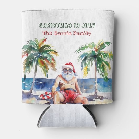 Zomer Kerstman I Kerstmis in juli Blikjeskoeler (Voorkant)