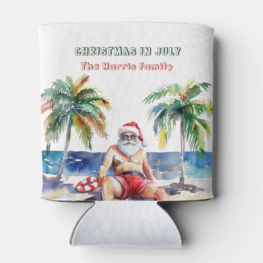Zomer Kerstman I Kerstmis in juli Blikjeskoeler (Achterkant)