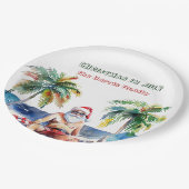 Zomer Kerstman I Kerstmis in juli Papieren Bordje (Gekanteld)