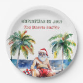 Zomer Kerstman I Kerstmis in juli Papieren Bordje (Voorkant)