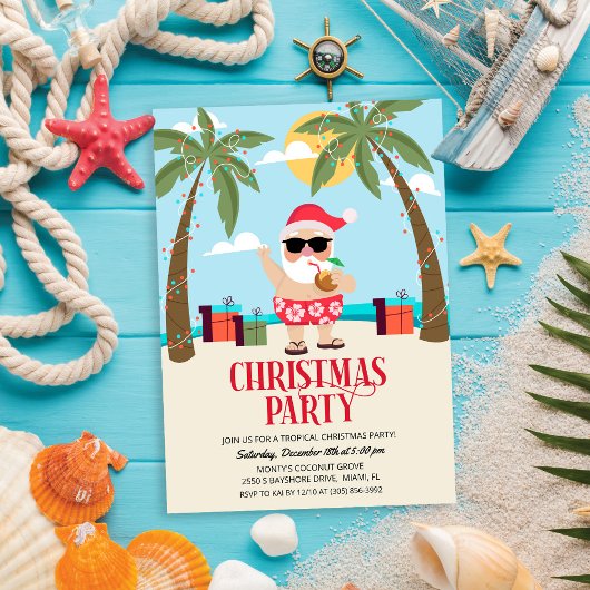 Zomer Kerstman Kerstfeest Uitnodiging