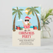 Zomer Kerstman Kerstfeest Uitnodiging (Staand voorkant)