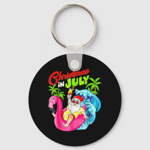 Zomer Kerstman Kerstmis Hawaiaanse Flamingo Zomer Sleutelhanger