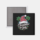 Zomer Kerstman muts en palmbomen - Trocal Kerstmis Magneet (Voorkant / Achterkant)