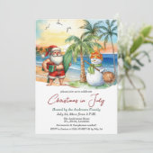 Zomer Kerstman & Sneeuwman Kerstmis in juli Kaart (Staand voorkant)