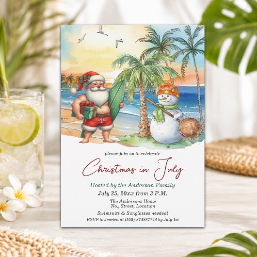 Zomer Kerstman & Sneeuwman Kerstmis in juli Kaart