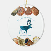 Zomer Kerstmis Beach Seashell Reindester Keramisch Ornament (Links)