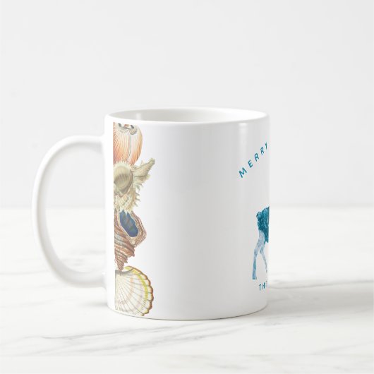 Zomer Kerstmis Beach Seashell Reindester Koffiemok (Links)
