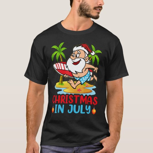 Zomer Kerstmis in juli Beach Vakantie Surfen T-shirt (Voorkant)