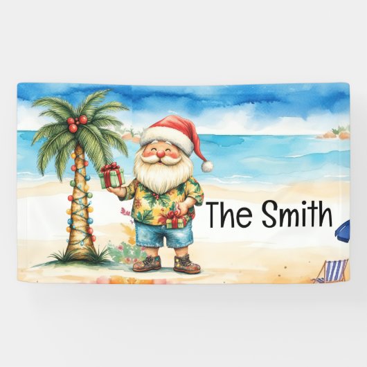 Zomer Kerstmis in juli Sinterklaas op het strand Spandoek (Horizontaal)