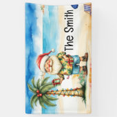 Zomer Kerstmis in juli Sinterklaas op het strand Spandoek (Verticaal)