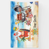 Zomer Kerstmis in juli Sinterklaas op het strand Spandoek (Verticaal)