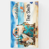 Zomer Kerstmis in juli Sinterklaas op het strand Spandoek (Verticaal)