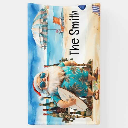 Zomer Kerstmis in juli Sinterklaas op het strand Spandoek (Verticaal)
