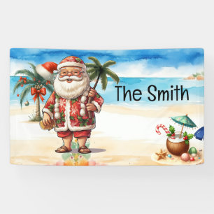 Zomer Kerstmis in juli Sinterklaas op het strand Spandoek
