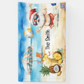 Zomer Kerstmis in juli Sinterklaas op het strand Spandoek (Verticaal)