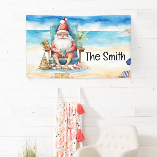 Zomer Kerstmis in juli Sinterklaas op het strand Spandoek (Insitu)