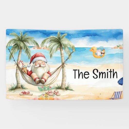 Zomer Kerstmis in juli Sinterklaas op het strand Spandoek (Horizontaal)
