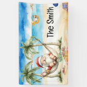 Zomer Kerstmis in juli Sinterklaas op het strand Spandoek (Verticaal)