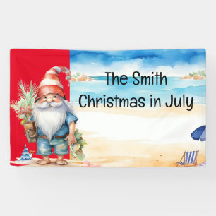 Zomer Kerstmis in juli Sinterklaas op het strand Spandoek