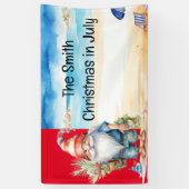 Zomer Kerstmis in juli Sinterklaas op het strand Spandoek (Verticaal)