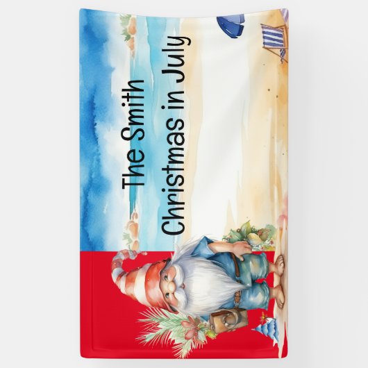 Zomer Kerstmis in juli Sinterklaas op het strand Spandoek (Verticaal)