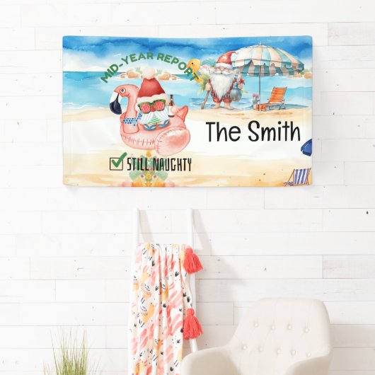 Zomer Kerstmis in juli Sinterklaas op het strand Spandoek (Insitu)