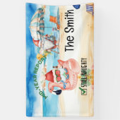 Zomer Kerstmis in juli Sinterklaas op het strand Spandoek (Verticaal)