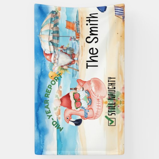 Zomer Kerstmis in juli Sinterklaas op het strand Spandoek (Verticaal)