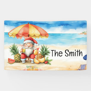 Zomer Kerstmis in juli Sinterklaas op het strand Spandoek