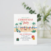 Zomer Kerstmis in uitnodiging van juli (Staand voorkant)