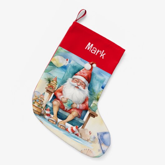 Zomer Kerstmis met Sinterklaas op het strand Kleine Kerstsok (Voorkant (Hangend))