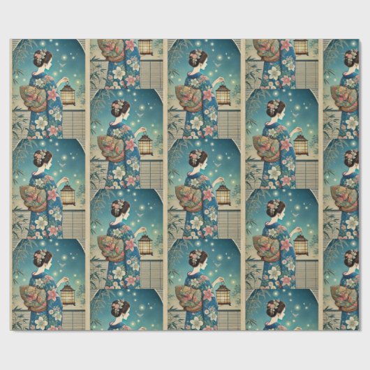 zomer kimono & vuurvliegen cadeaupapier (Vlak)