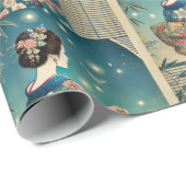 zomer kimono & vuurvliegen cadeaupapier (Rol Hoek)